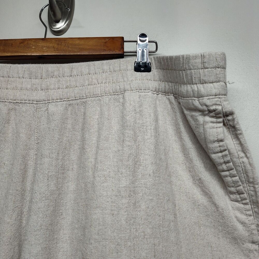 Old Navy Linen Pants Women Size XL Tan Elastic Waist Straight Leg Boho Casual - Picture 2 of 8
